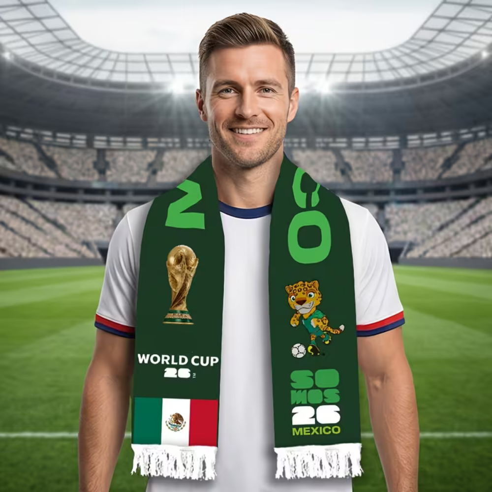 Mexico Flag Soccer Scarf Fringe Knit Supporter - Image 2