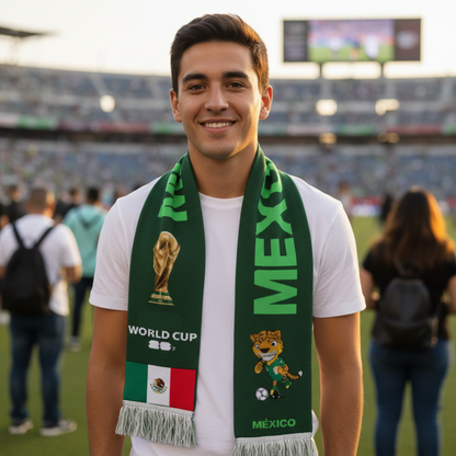 Mexico Flag Soccer Scarf Fringe Knit Supporter - Image 4