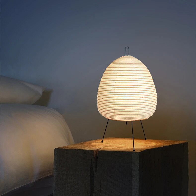 Lampă de masă din hârtie de orez japoneză | Iluminat minimalist Zen