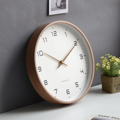 Modern Wall Clock Minimalist Wooden Home Decor Accent - Image 1