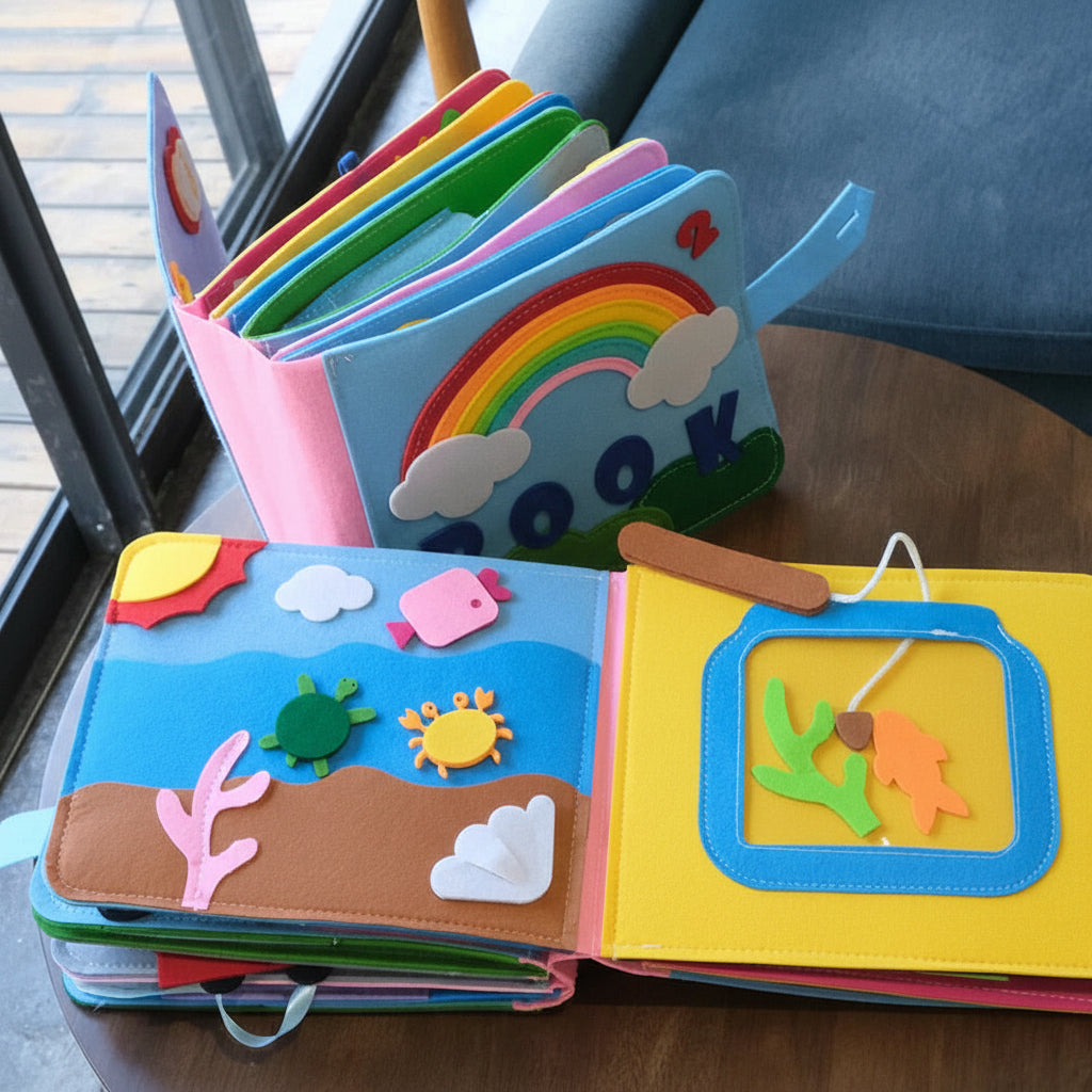 Carte de activități din fetru Montessori pentru copii mici, Carte de învățare