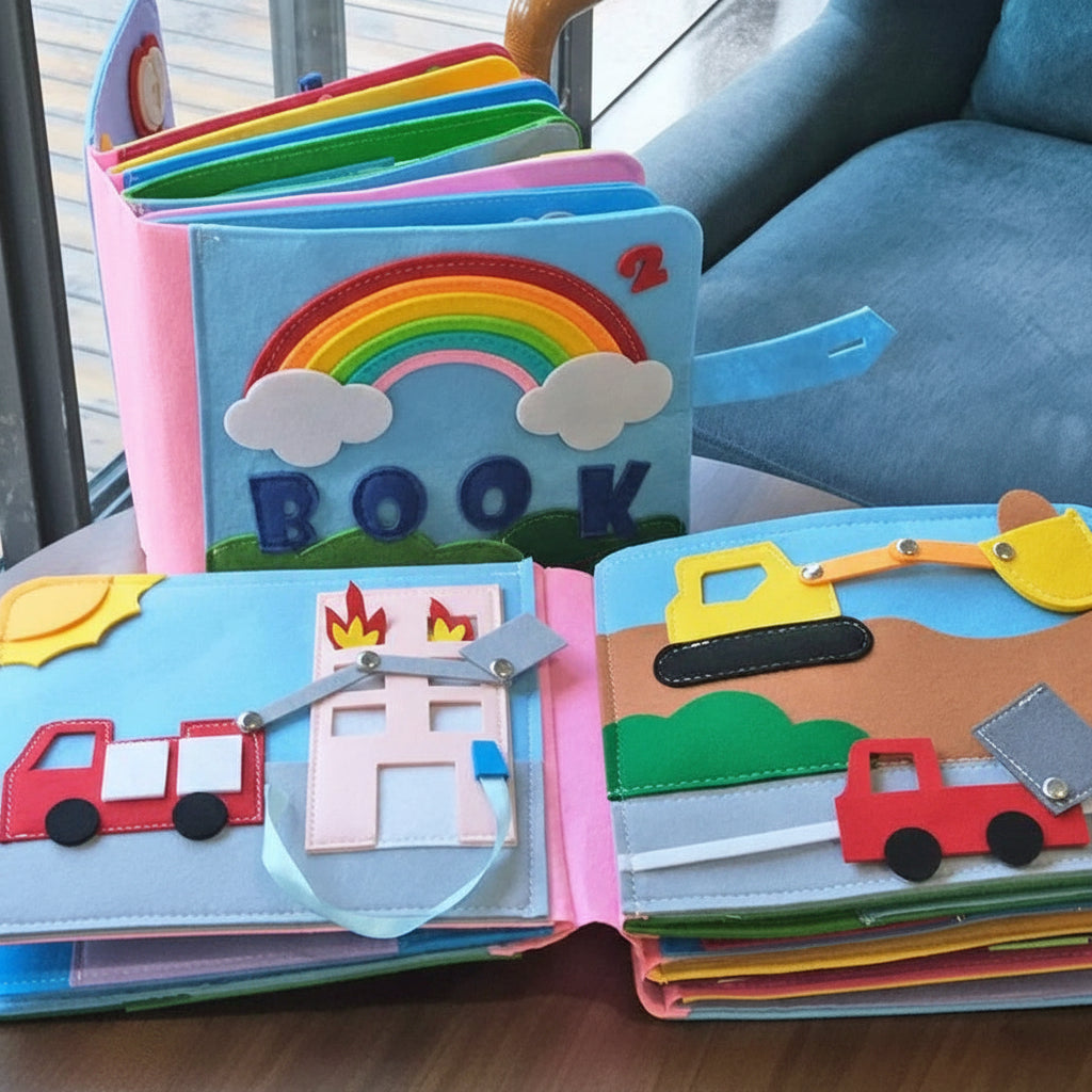 Carte de activități din fetru Montessori pentru copii mici, Carte de învățare