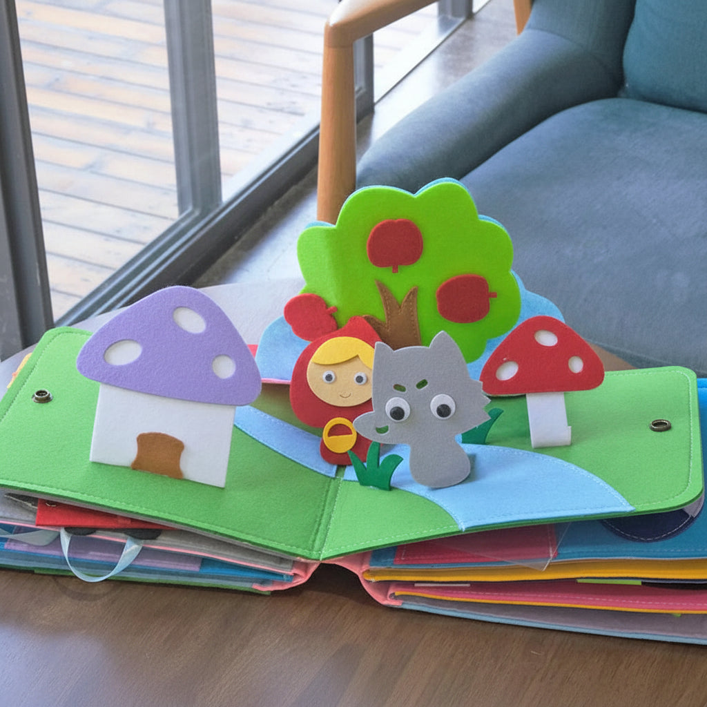 Carte de activități din fetru Montessori pentru copii mici, Carte de învățare