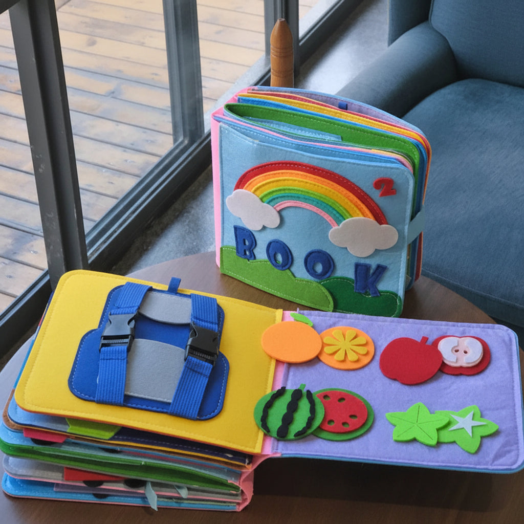 Carte de activități din fetru Montessori pentru copii mici, Carte de învățare