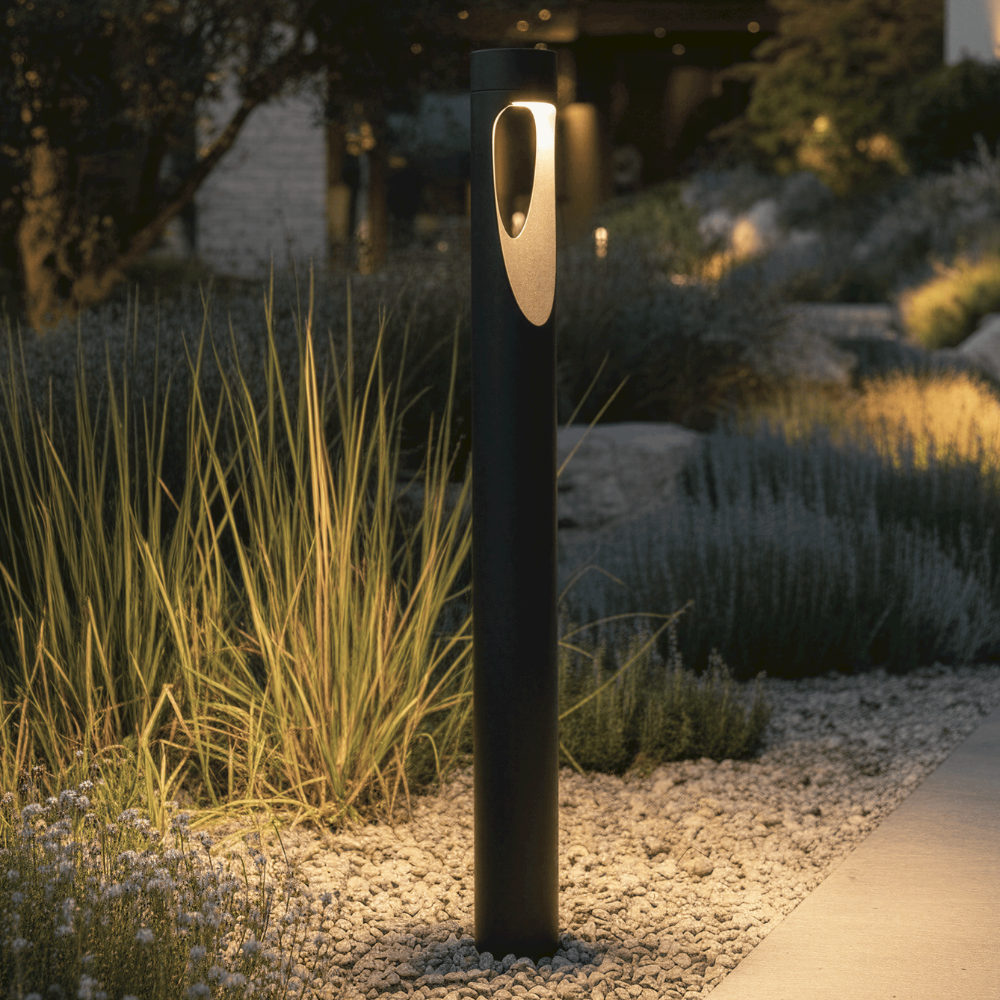 Outdoor Floor Lamp Weather Resistant LED Tall Round Base - Image 1
