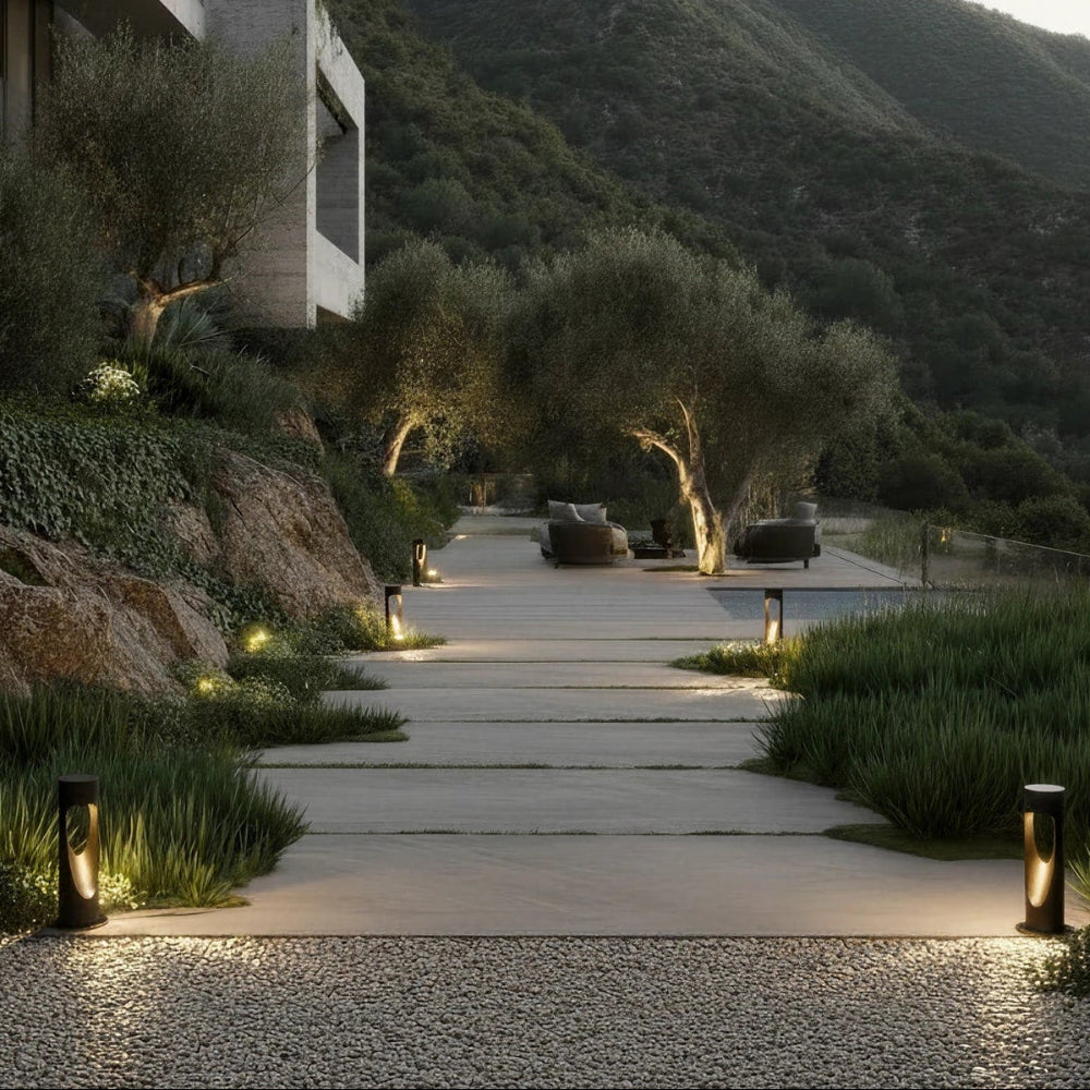 Outdoor Floor Lamp Weather Resistant LED Tall Round Base - Image 15