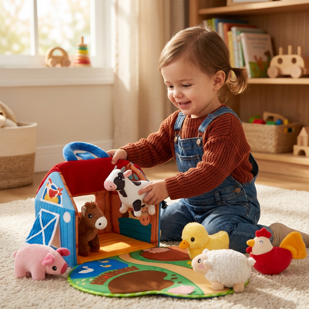 Plush Animal Toys Farm Playset Interactive Learning Fun - Image 2