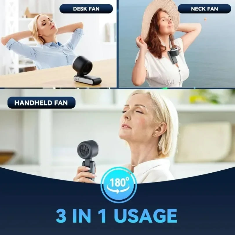 Portable Fan Neck Handheld Rechargeable Clip-On Mini Fan - Image 6