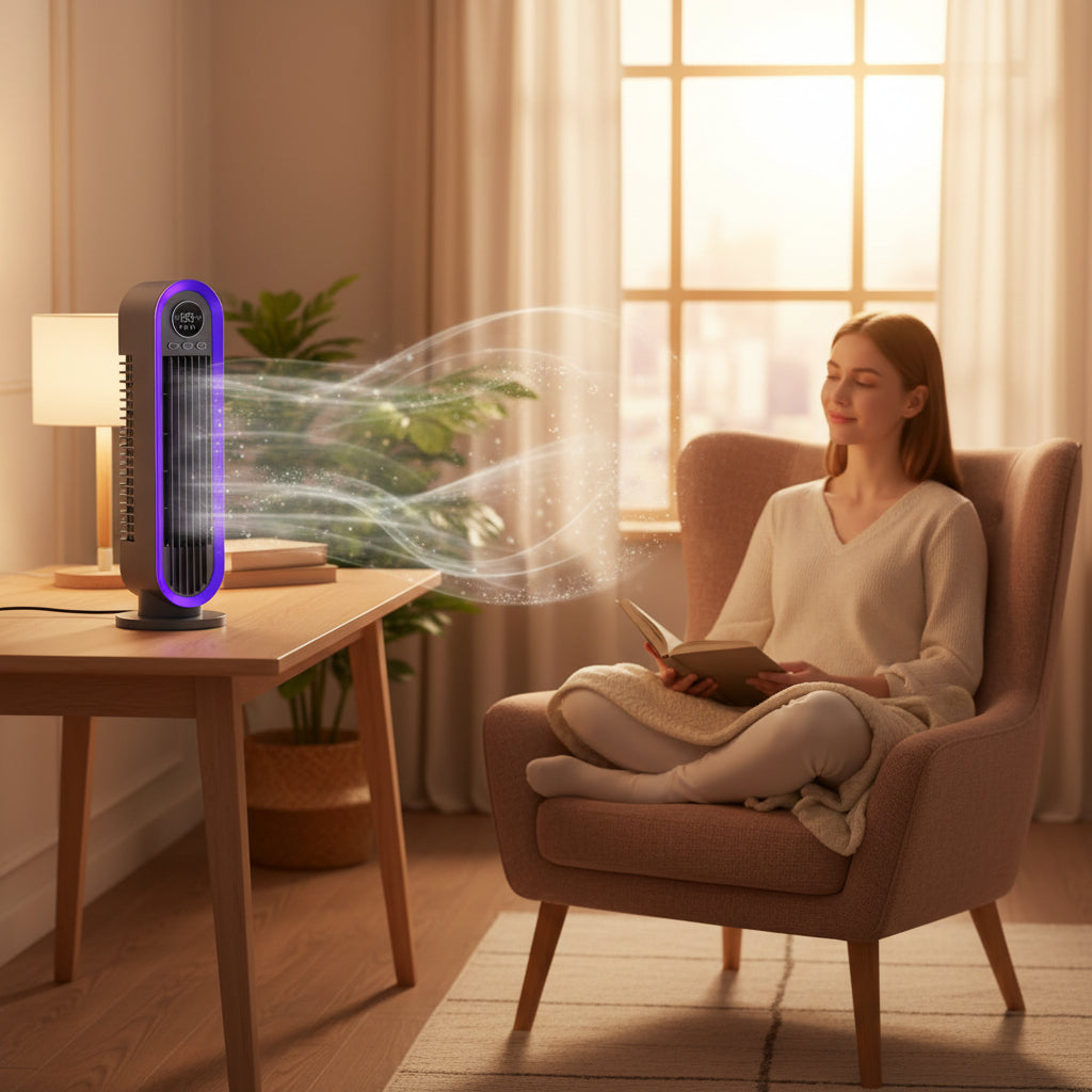 Portable Tower Oscillating Fan Quiet Bladeless Adjustable - Image 2