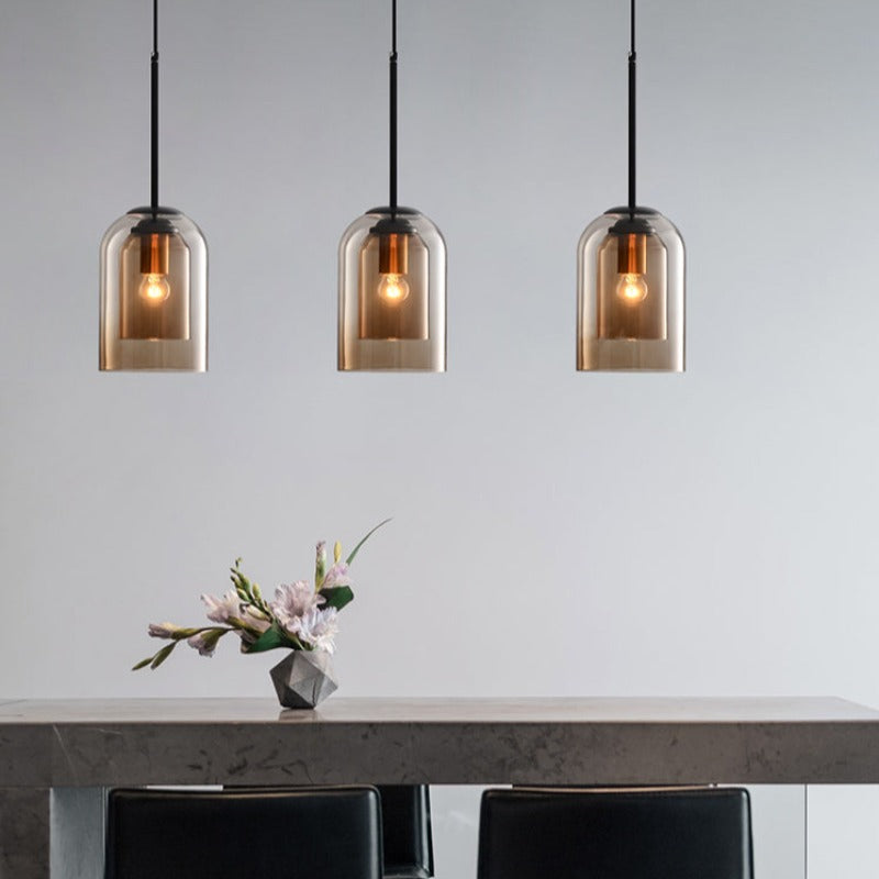 Mica Mid-Century Pendant Lamp | Double Glass Shade