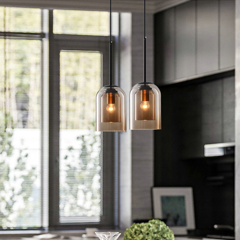 Mica Mid-Century Pendant Lamp | Double Glass Shade
