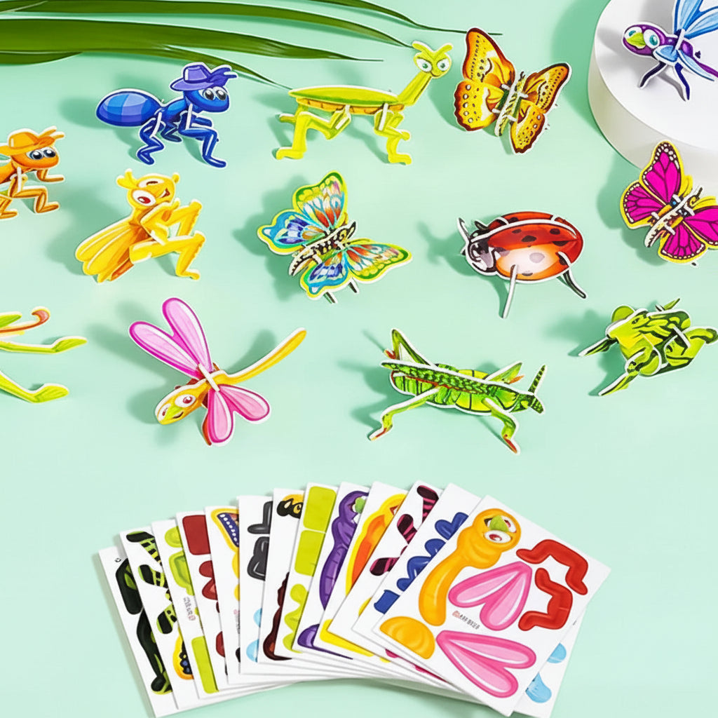 Set Puzzle 3D Bambini Gioco Educativo Animali Cartoon