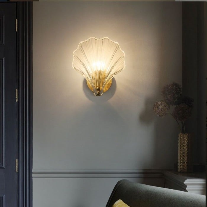 Lampa de perete Marina Shell din sticlă | Eleganță modernă Art Deco