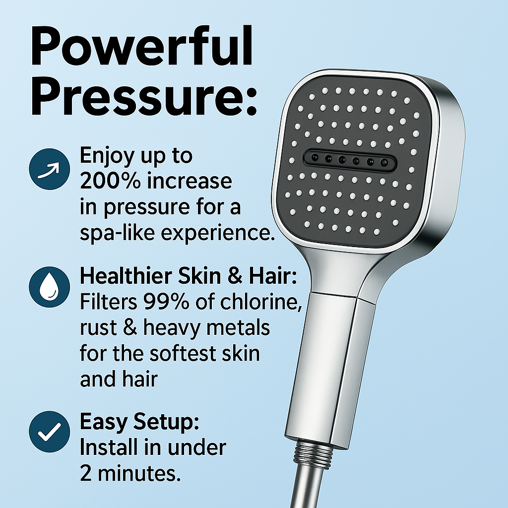 Shower Head High Pressure Filtered Handheld Multi Spray - Image 2