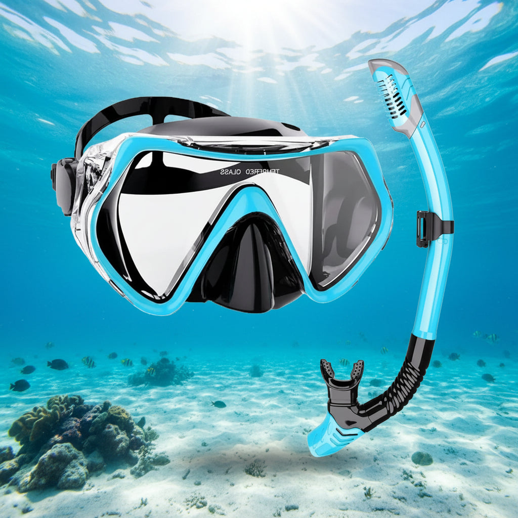 Snorkel Mask Set Adjustable Strap Design Dry Snorkel - Image 1
