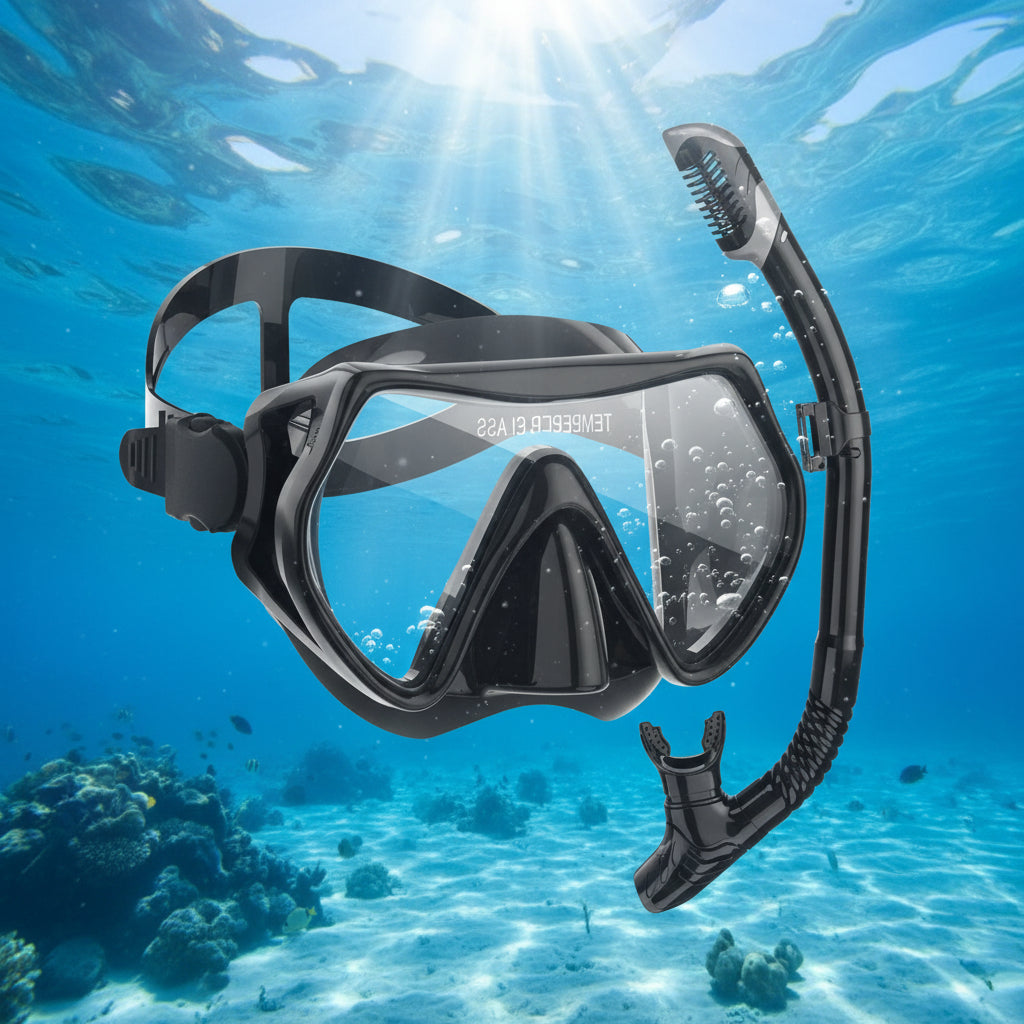 Snorkel Mask Set Adjustable Strap Design Dry Snorkel - Image 2