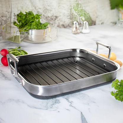 Stainless Steel Roasting Pan Nonstick Rack Deep Oven Dish - Image 3