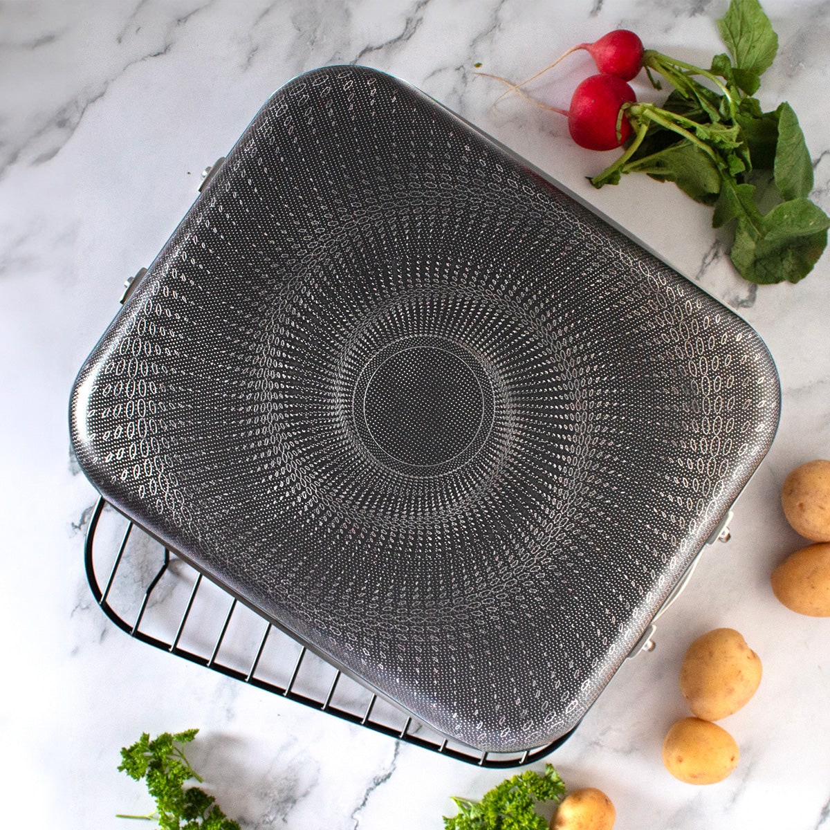 Stainless Steel Roasting Pan Nonstick Rack Deep Oven Dish - Image 5