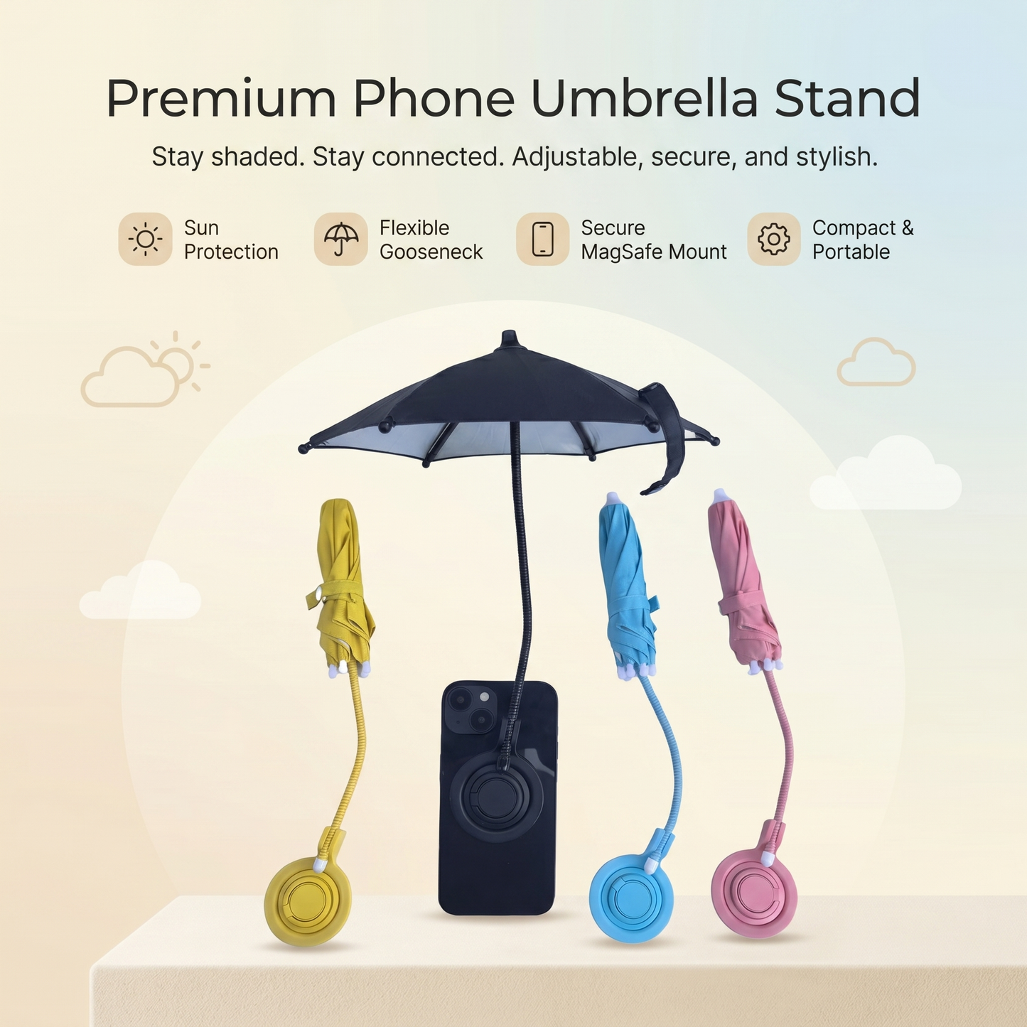 Sun Protection Phone Umbrella Adjustable Gooseneck - Image 3