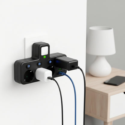 Surge Protection Power Strip USB Outlets Wall Mount - Image 1