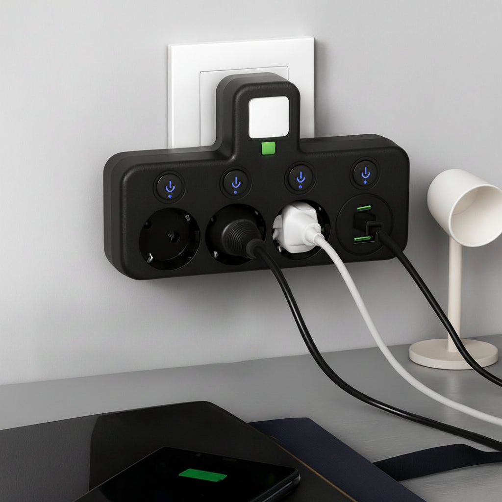 Surge Protection Power Strip USB Outlets Wall Mount - Image 2
