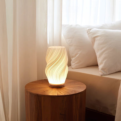 Table Lamp Modern Wave USB Dimmable Wood Base LED Light - Image 12