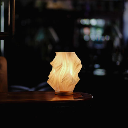 Table Lamp Modern Wave USB Dimmable Wood Base LED Light - Image 3
