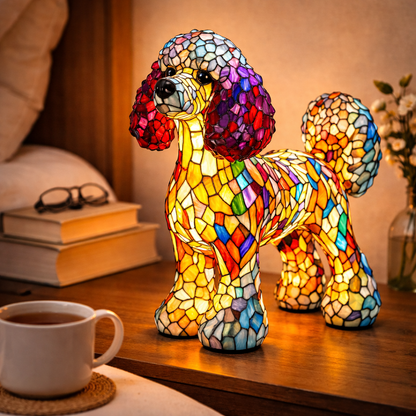 Tischlampe Hund Buntglas LED Nachtlicht Dekolampe Schlafzimmer