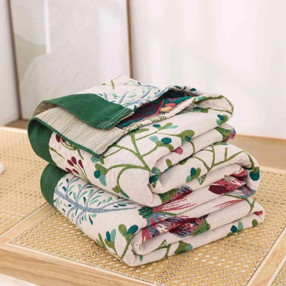 Throw Blanket Cotton Fluffy Decorative Floral Design - Image 2