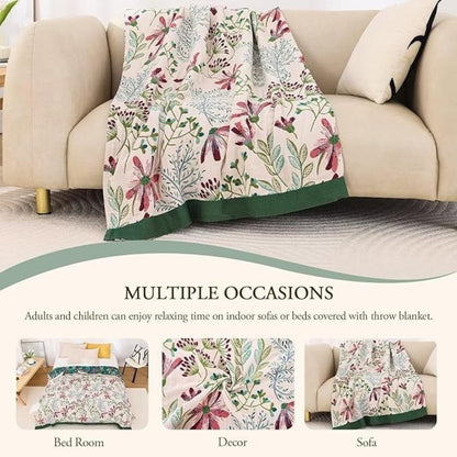 Throw Blanket Cotton Fluffy Decorative Floral Design - Image 6