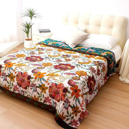Throw Reversible Cotton Blanket Floral Design - Image 1