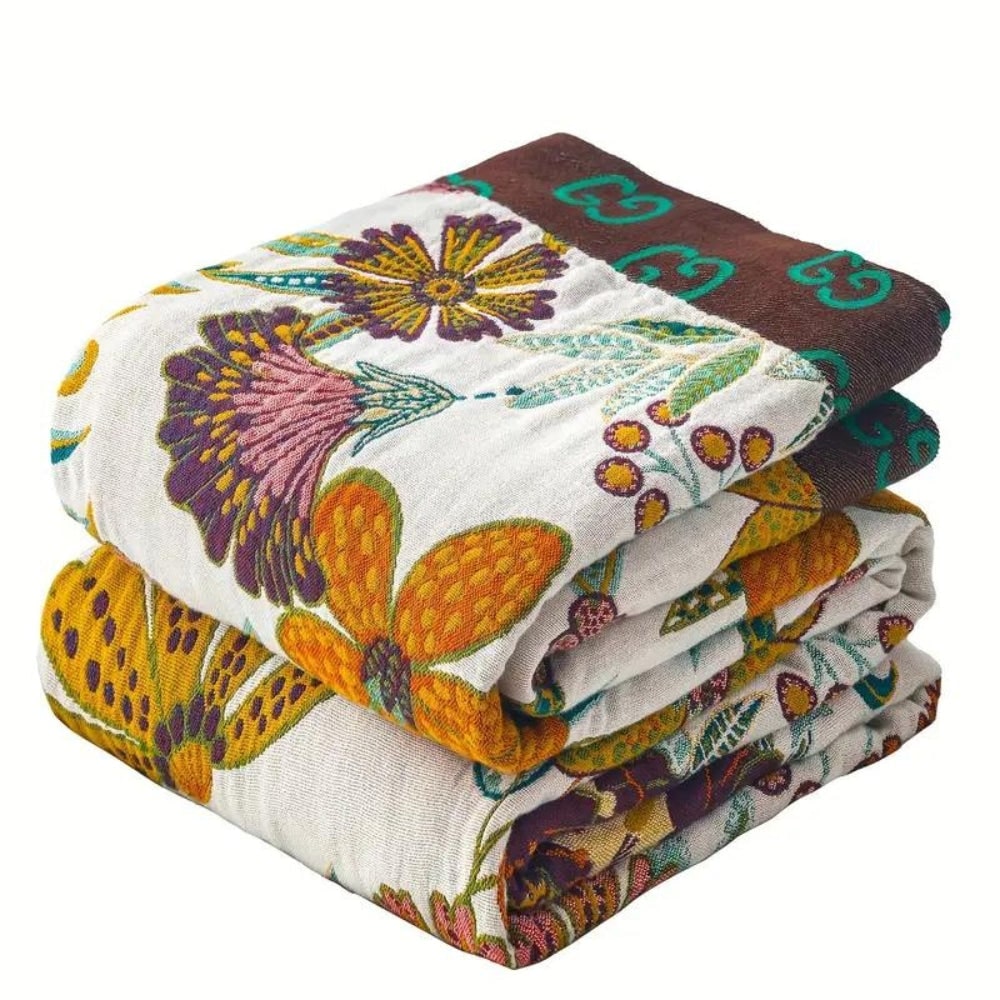 Throw Reversible Cotton Blanket Floral Design - Image 7