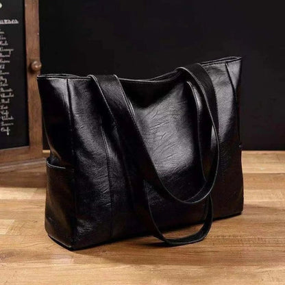 Tote Bag Faux Leather Shoulder Zip Pocket Work Handbag - Image 3
