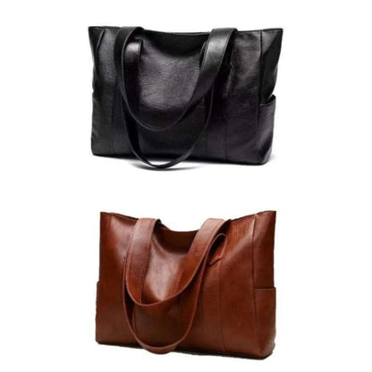 Tote Bag Faux Leather Shoulder Zip Pocket Work Handbag - Image 7
