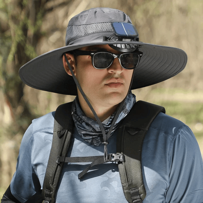 Usb Fan Solar Hat Wide Brim UV Protection Fishing Cap - Image 1