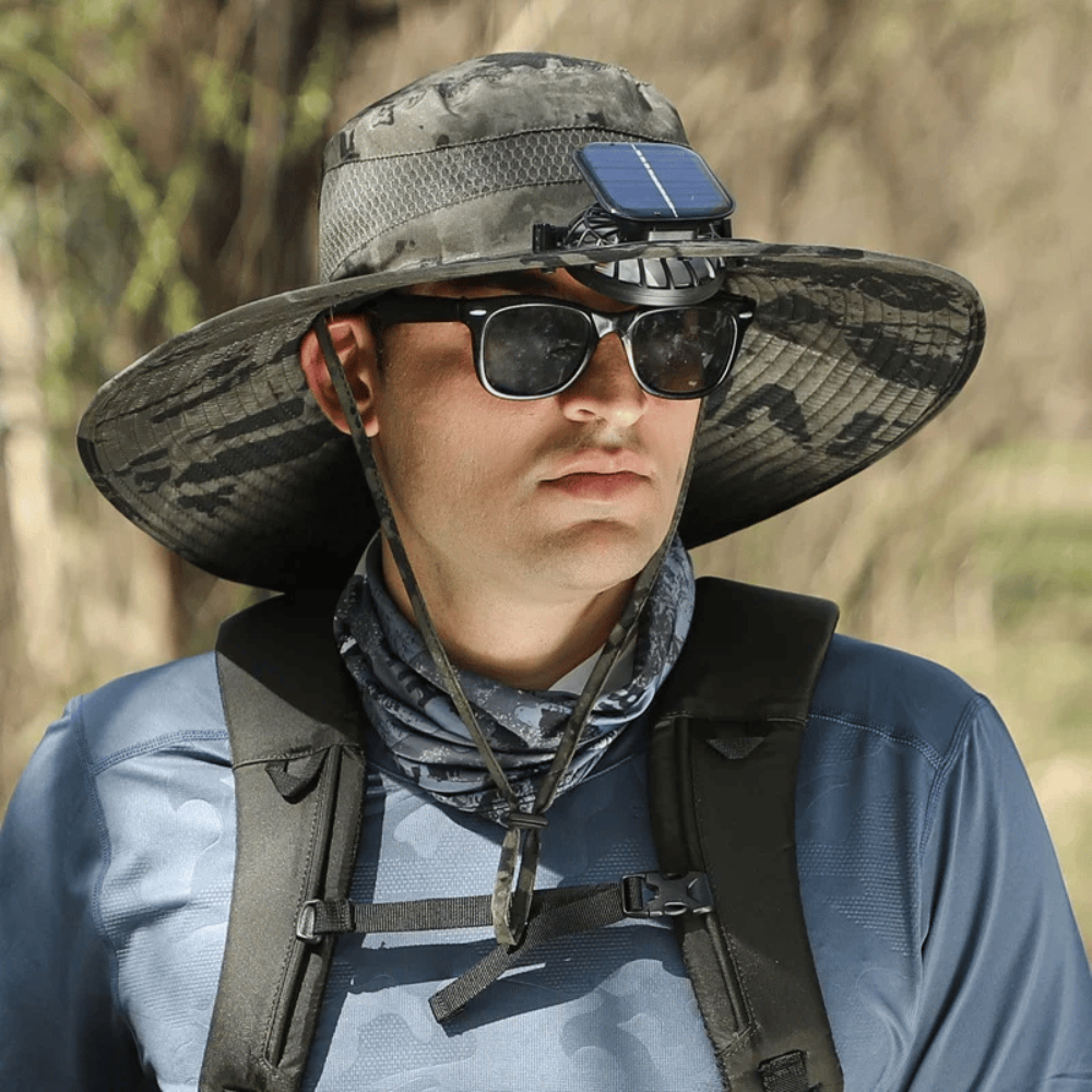 Usb Fan Solar Hat Wide Brim UV Protection Fishing Cap - Image 3