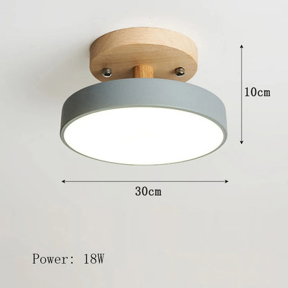 Nordische Holz-Deckenleuchte | Runde moderne Flur- und Balkonlampe