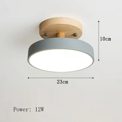Nordische Holz-Deckenleuchte | Runde moderne Flur- und Balkonlampe