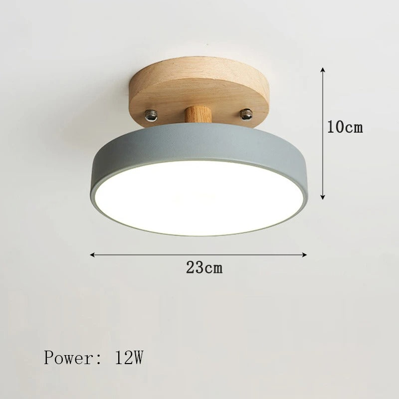 Nordic Wooden Ceiling Light | Round Modern Corridor & Balcony Lamp