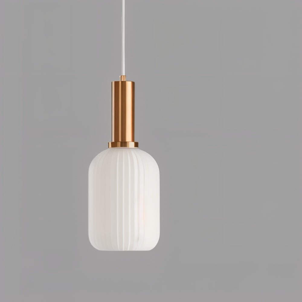 Ribbed Glass Pendant Light | Vintage Luxury with Brass Accents