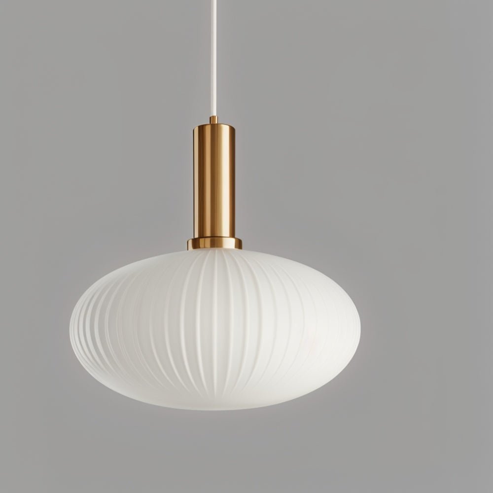 Ribbed Glass Pendant Light | Vintage Luxury with Brass Accents