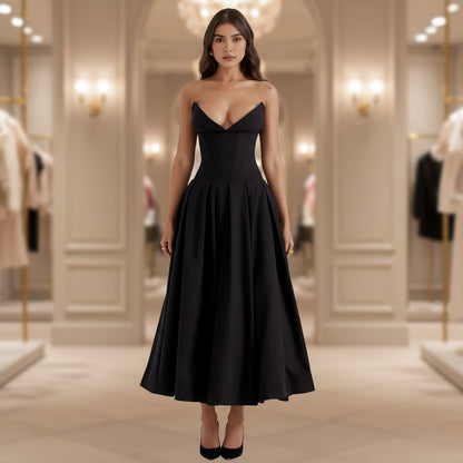 Vestido Midi Fluido Verão Decote V Casual