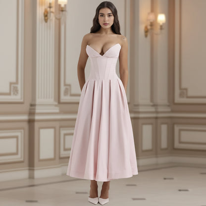 Vestido Midi Fluido Verão Decote V Casual