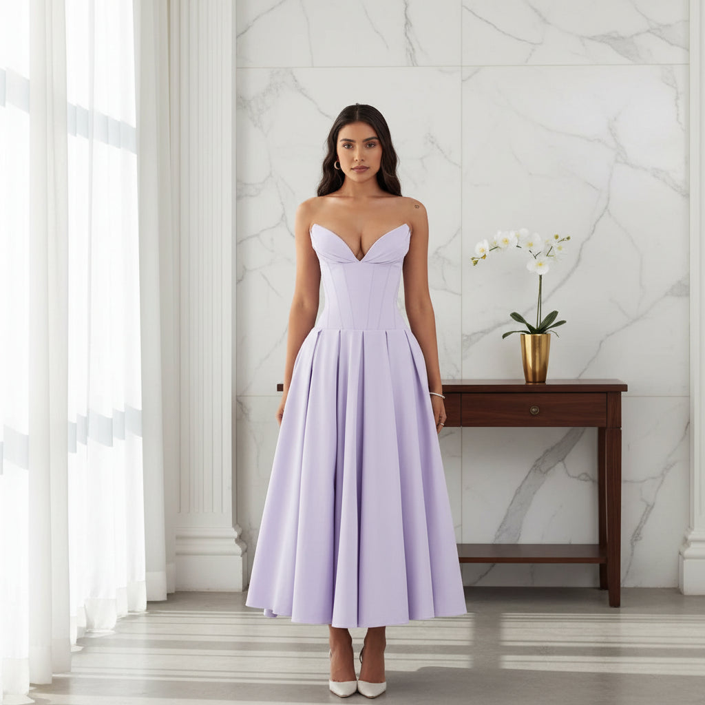 Dress Deep V Neck Summer Casual Flowy Midi Dress – DecorsDeluxe