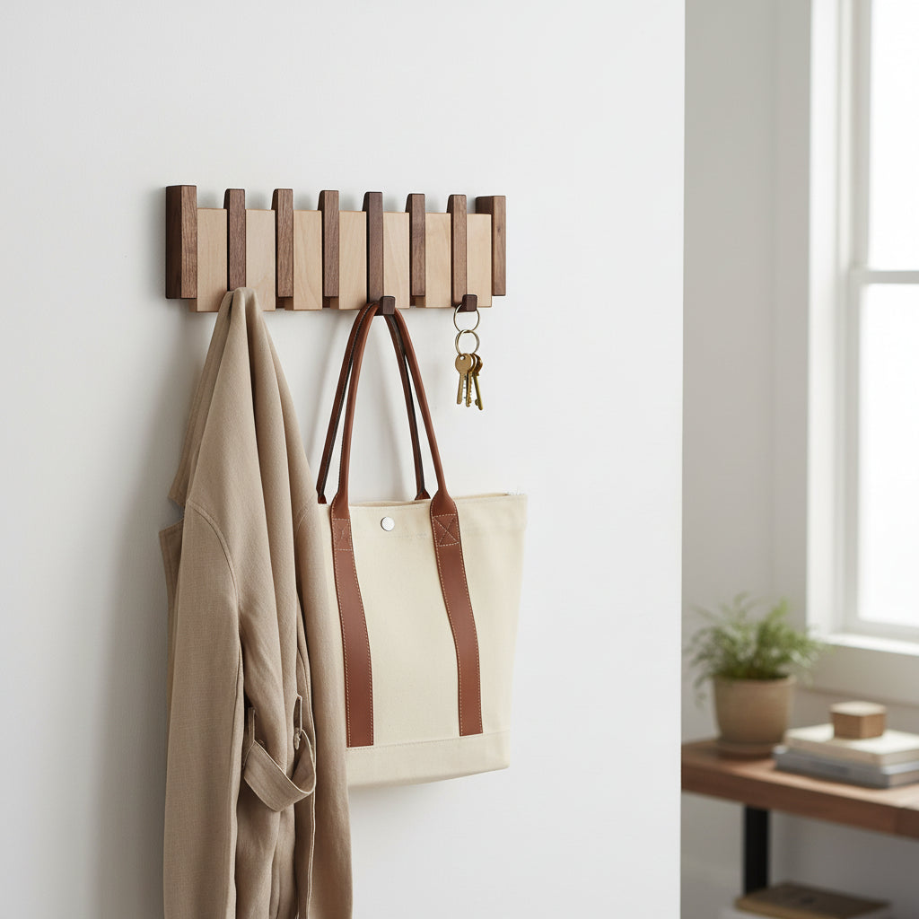 Wall Hook Rack Decorative Wooden - Image 1