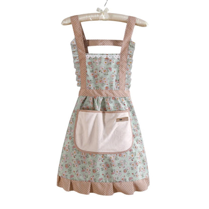 Waterproof Kitchen Floral Apron Pocket Adjustable Strap - Image 3