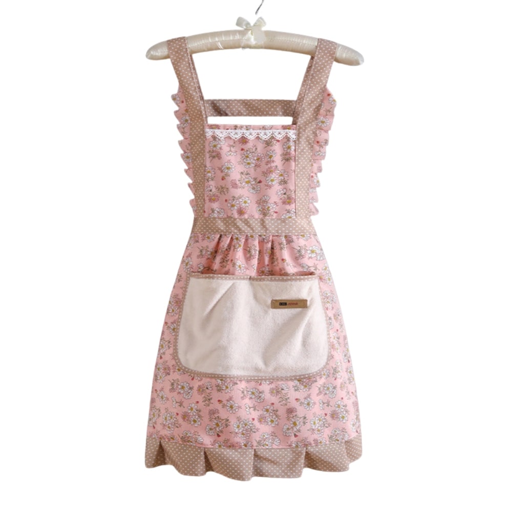 Waterproof Kitchen Floral Apron Pocket Adjustable Strap - Image 4