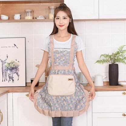 Waterproof Kitchen Floral Apron Pocket Adjustable Strap - Image 7