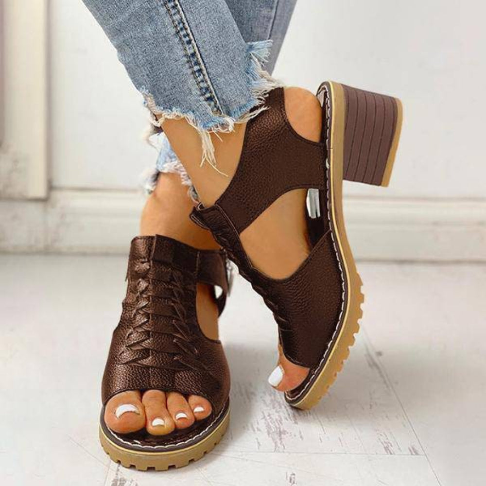 Women's Chunky Heeled Sandals Peep Toe | Fashion Sandals - Image 10