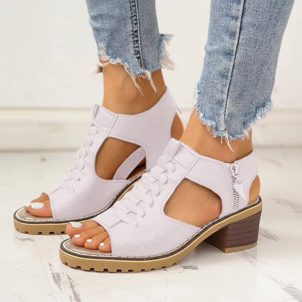 Women's Chunky Heeled Sandals Peep Toe | Fashion Sandals - Image 4